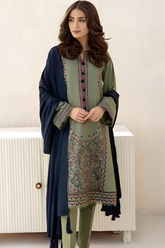 Dhanak 3PC Embroidered Shirt With Dhanak Plain Dupatta-1290